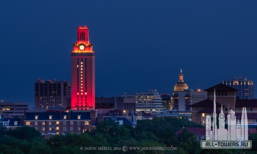 2014060601-Orange-University-of-Texas-Tower-with-1-and-Texas-State-Capitol-dome-Austin-Texas